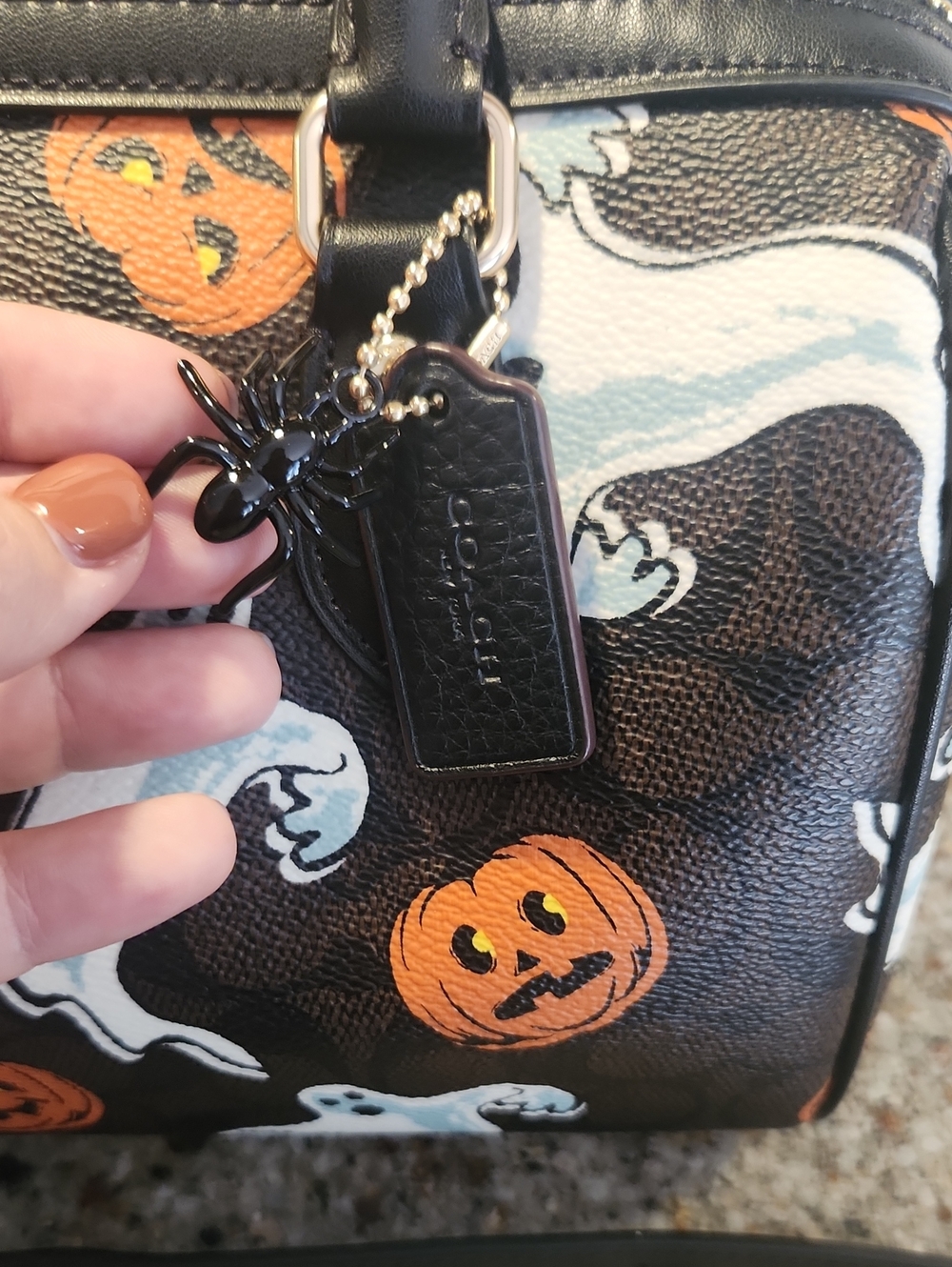 Coach Black Halloween Ghost & Pumpkin Satchel - Picture 2 of 4